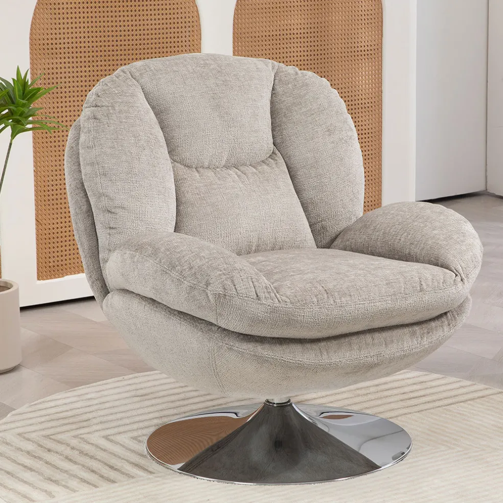 Fauteuil pivotant en velours taupe - Topi