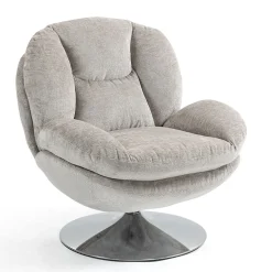 Fauteuil pivotant en velours taupe - Topi