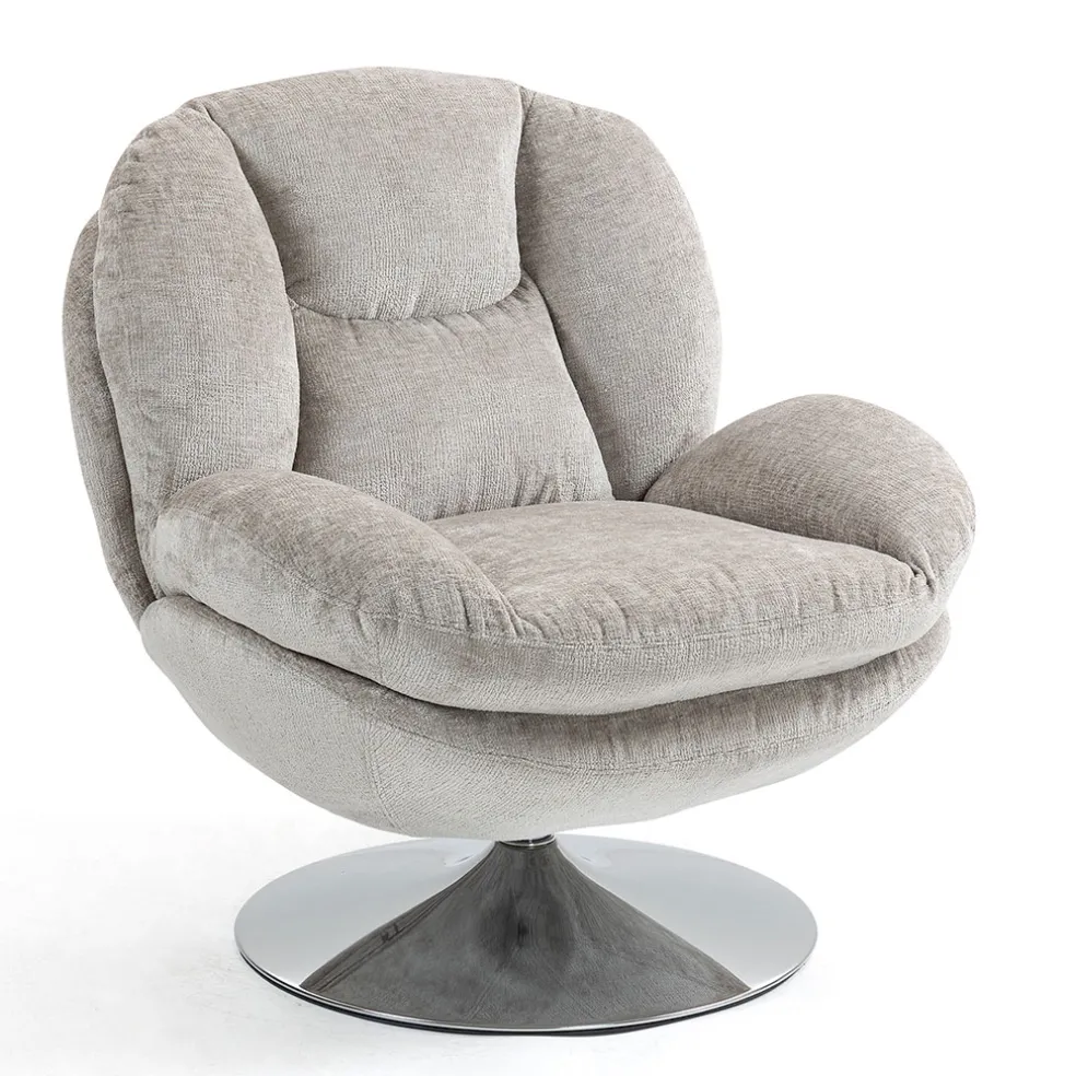 Fauteuil pivotant en velours taupe - Topi