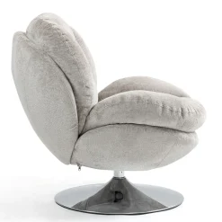 Fauteuil pivotant en velours taupe - Topi
