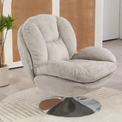 Fauteuil pivotant en velours taupe - Topi