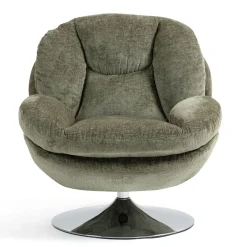 Fauteuil pivotant en velours kaki - Topi