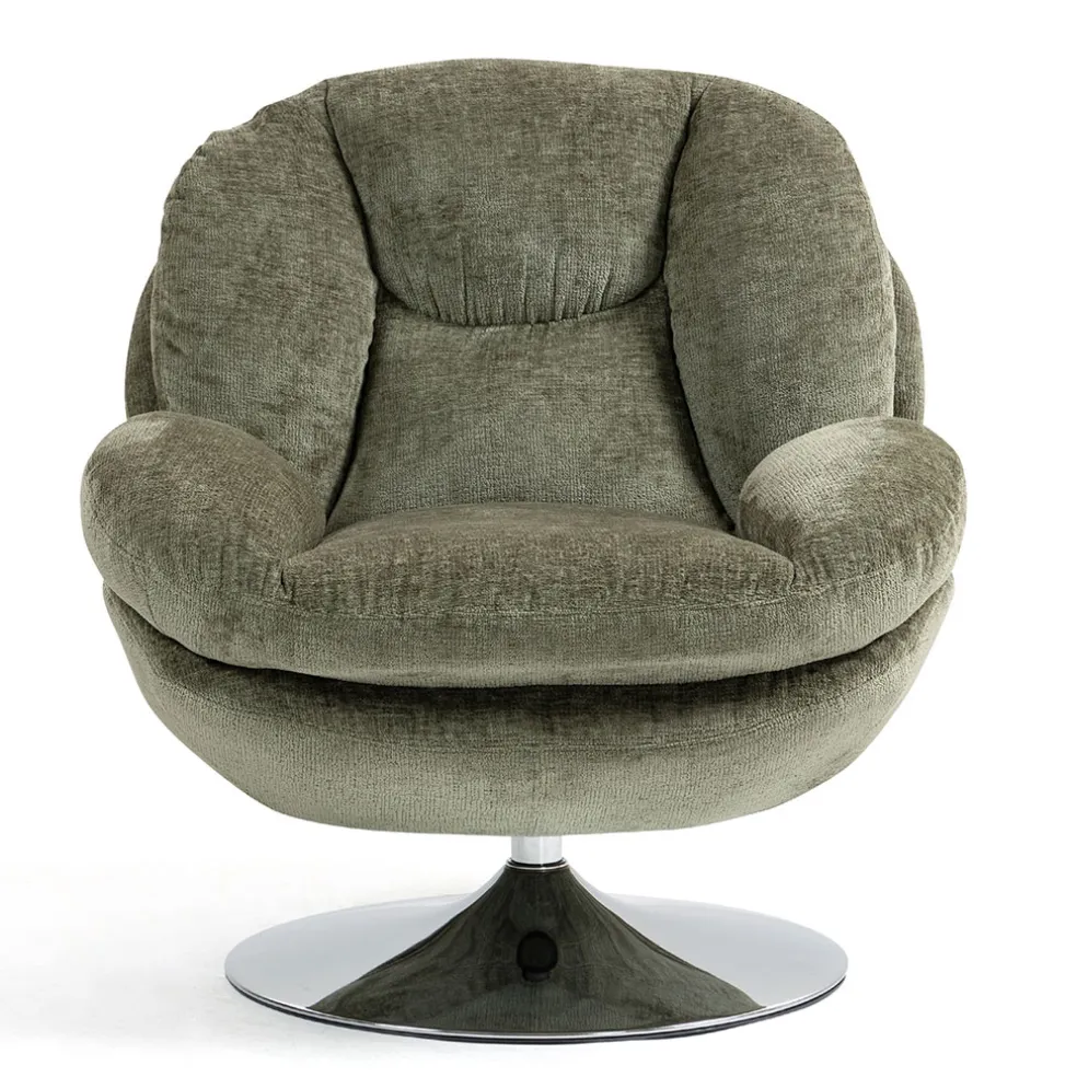 Fauteuil pivotant en velours kaki - Topi