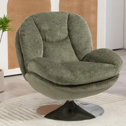 Fauteuil pivotant en velours kaki - Topi