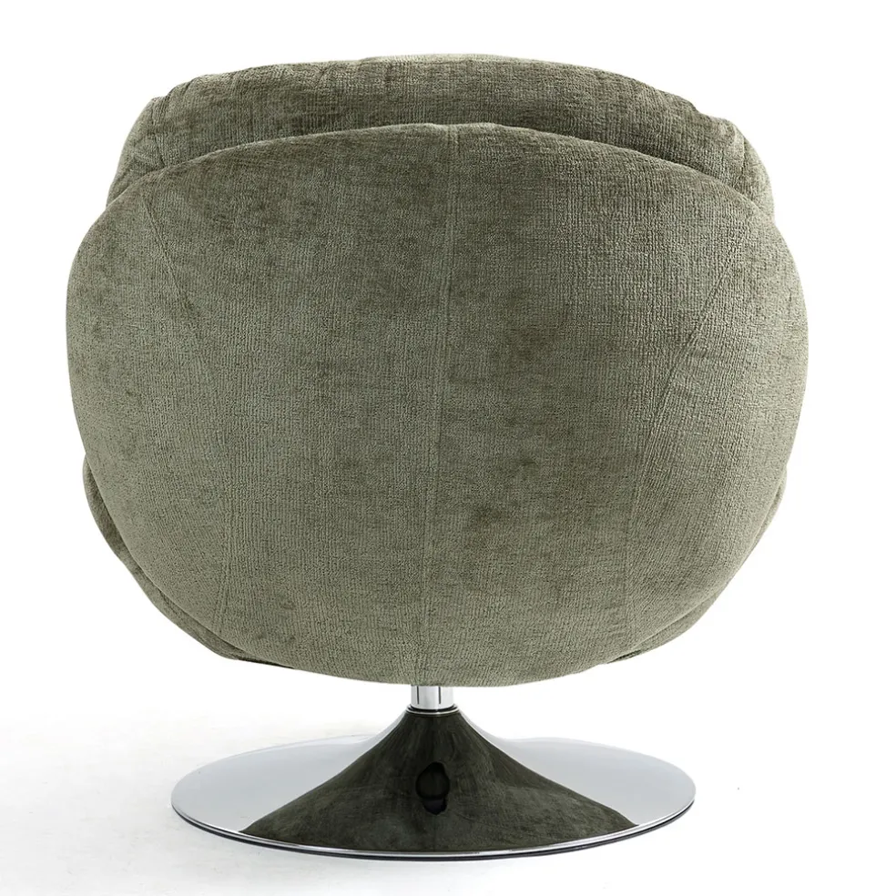Fauteuil pivotant en velours kaki - Topi