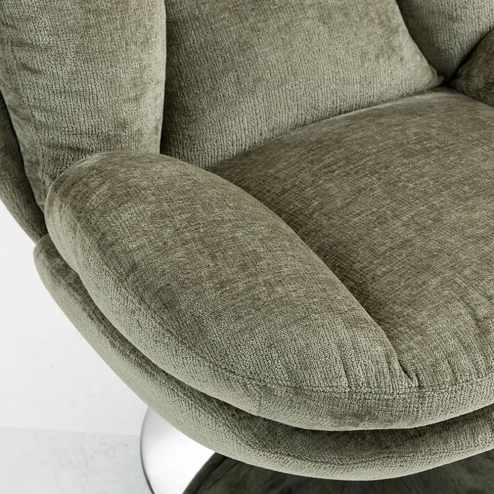 Fauteuil pivotant en velours kaki - Topi