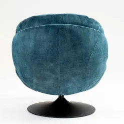 Fauteuil pivotant en velours bleu gris - Topi