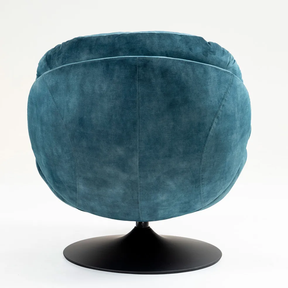 Fauteuil pivotant en velours bleu gris - Topi
