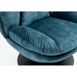 Fauteuil pivotant en velours bleu gris - Topi