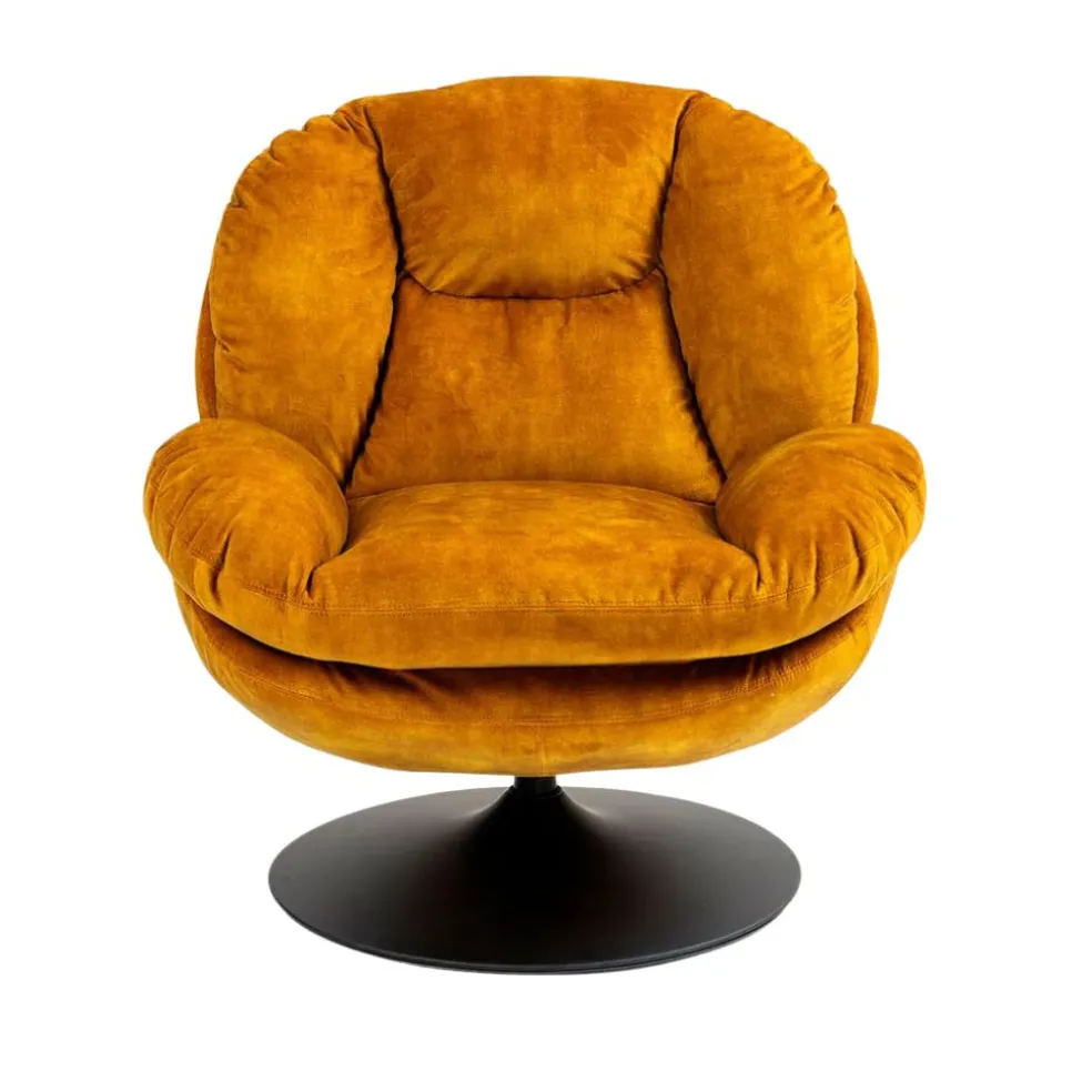 Fauteuil pivotant en velours ocre - Topi