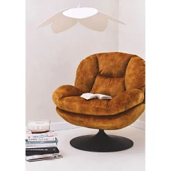 Fauteuil pivotant en velours ocre - Topi