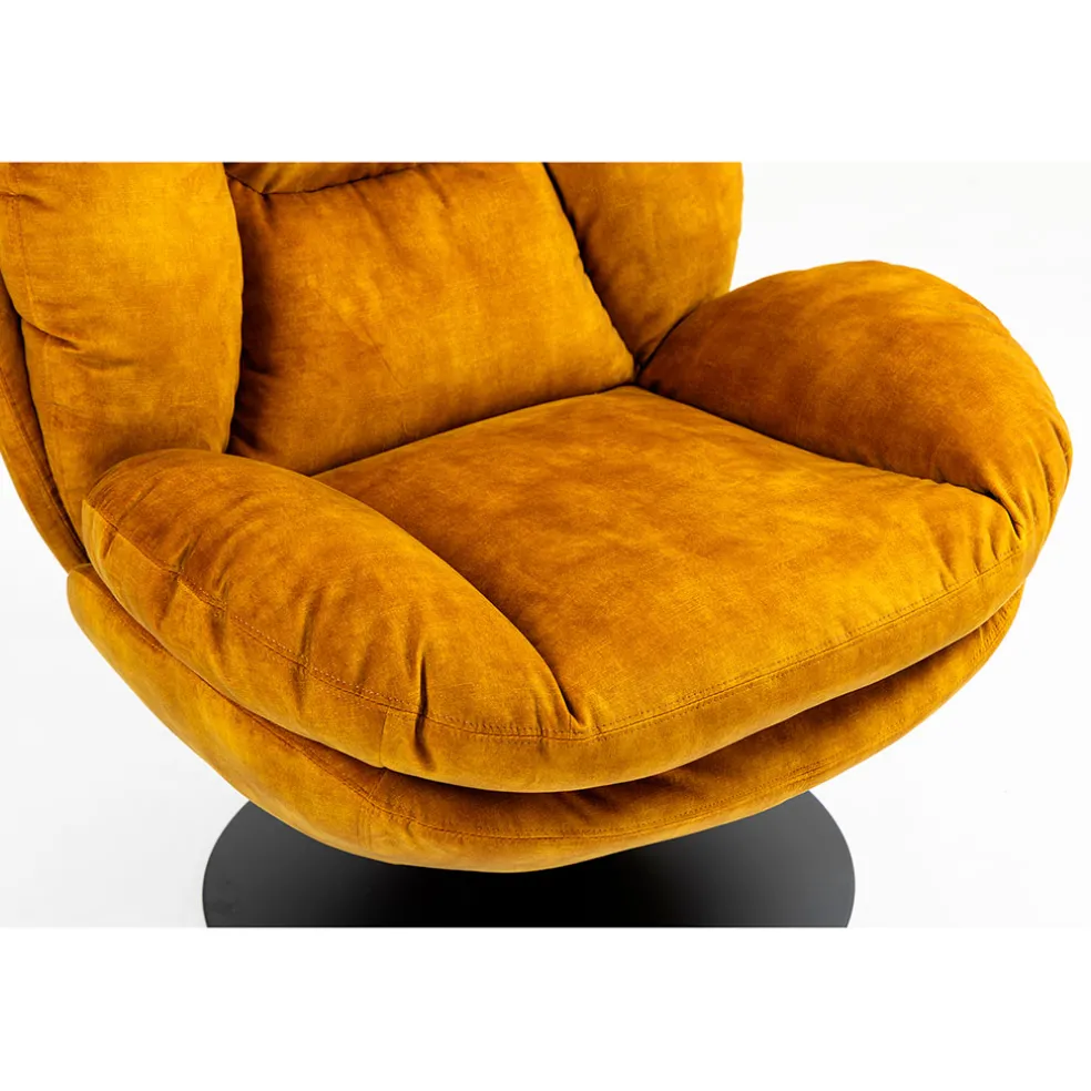 Fauteuil pivotant en velours ocre - Topi