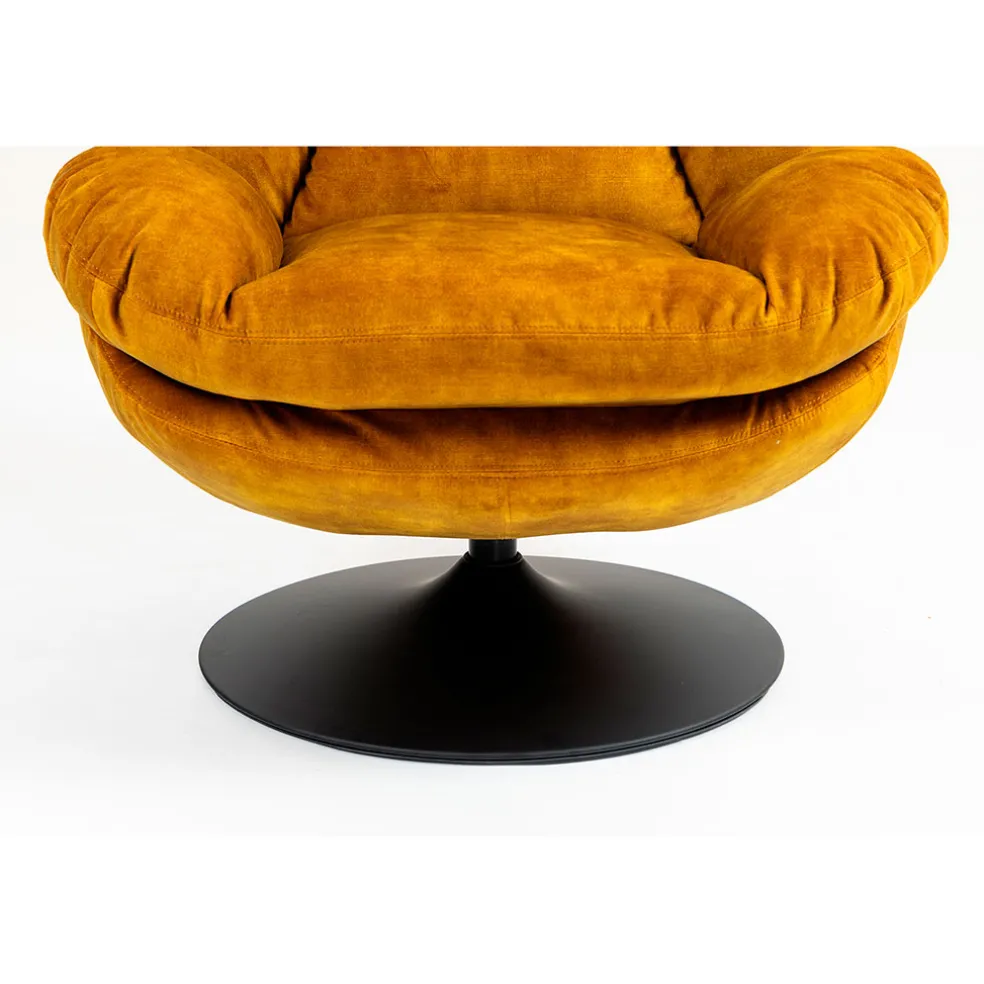 Fauteuil pivotant en velours ocre - Topi