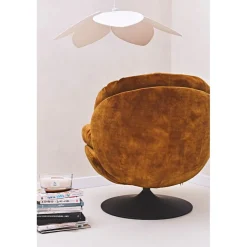 Fauteuil pivotant en velours ocre - Topi