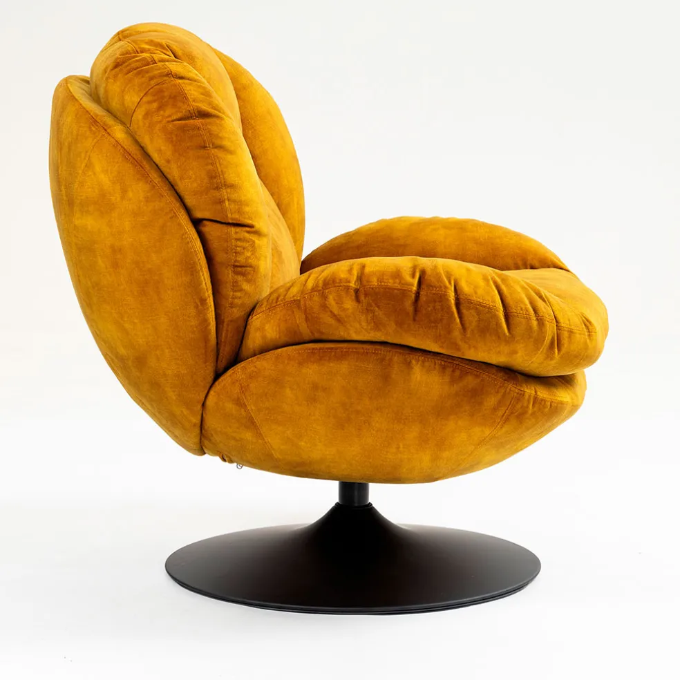 Fauteuil pivotant en velours ocre - Topi
