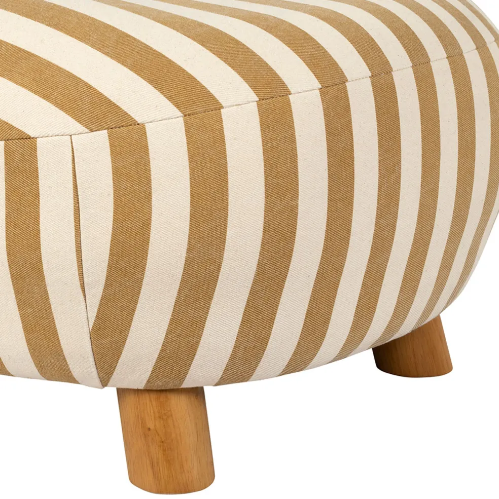 Fauteuil rayé en coton camel et bois d'hévéa - Belly