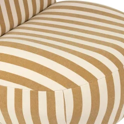 Fauteuil rayé en coton camel et bois d'hévéa - Belly