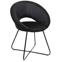 Fauteuil rond en velours cotele noir - Julia