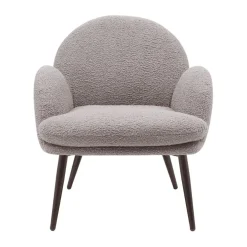 Fauteuil tissu effet laine bouclette gris foncé - Oria
