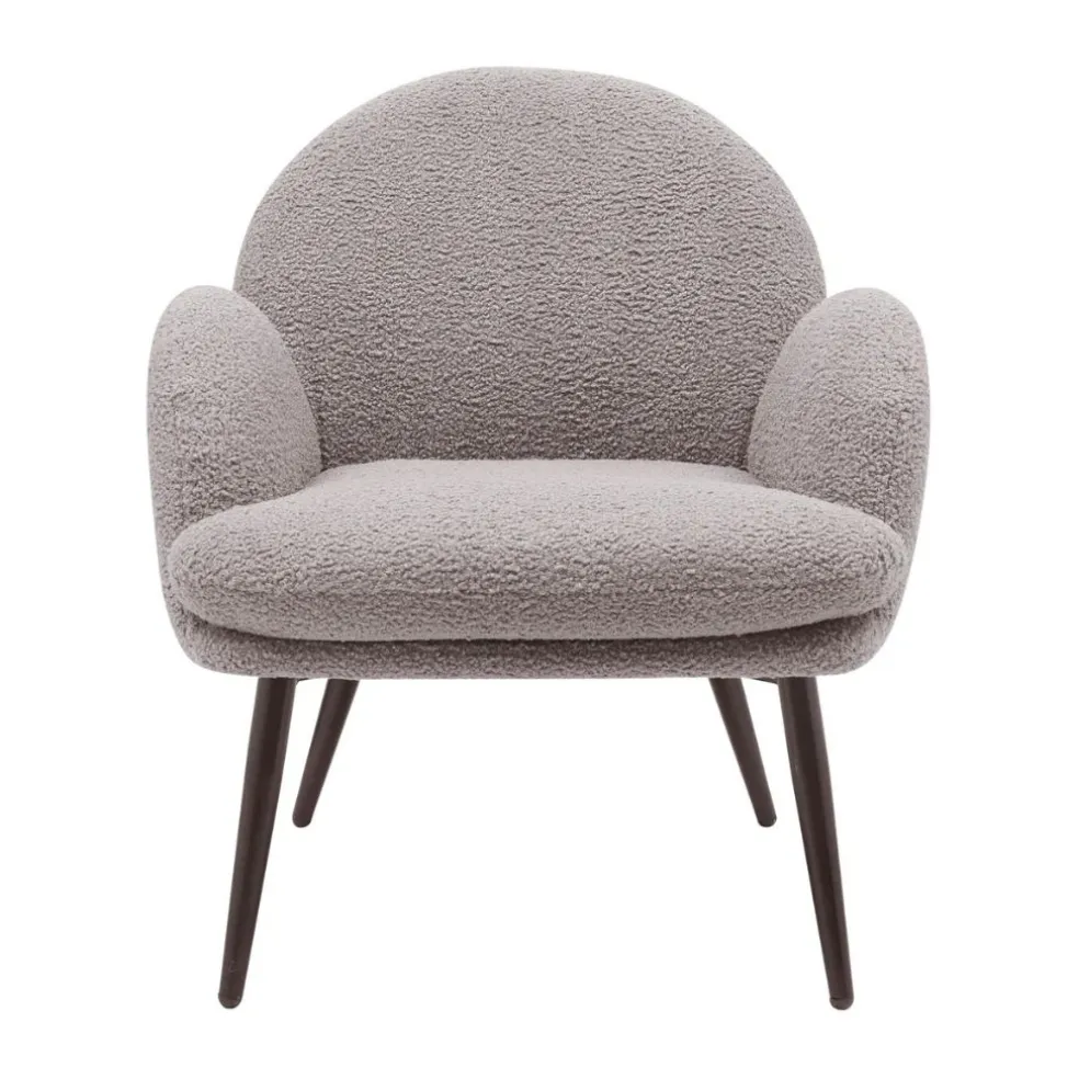 Fauteuil tissu effet laine bouclette gris foncé - Oria