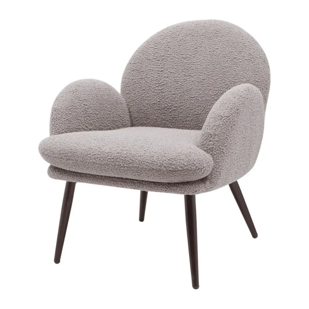 Fauteuil tissu effet laine bouclette gris foncé - Oria
