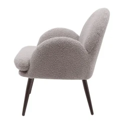 Fauteuil tissu effet laine bouclette gris foncé - Oria
