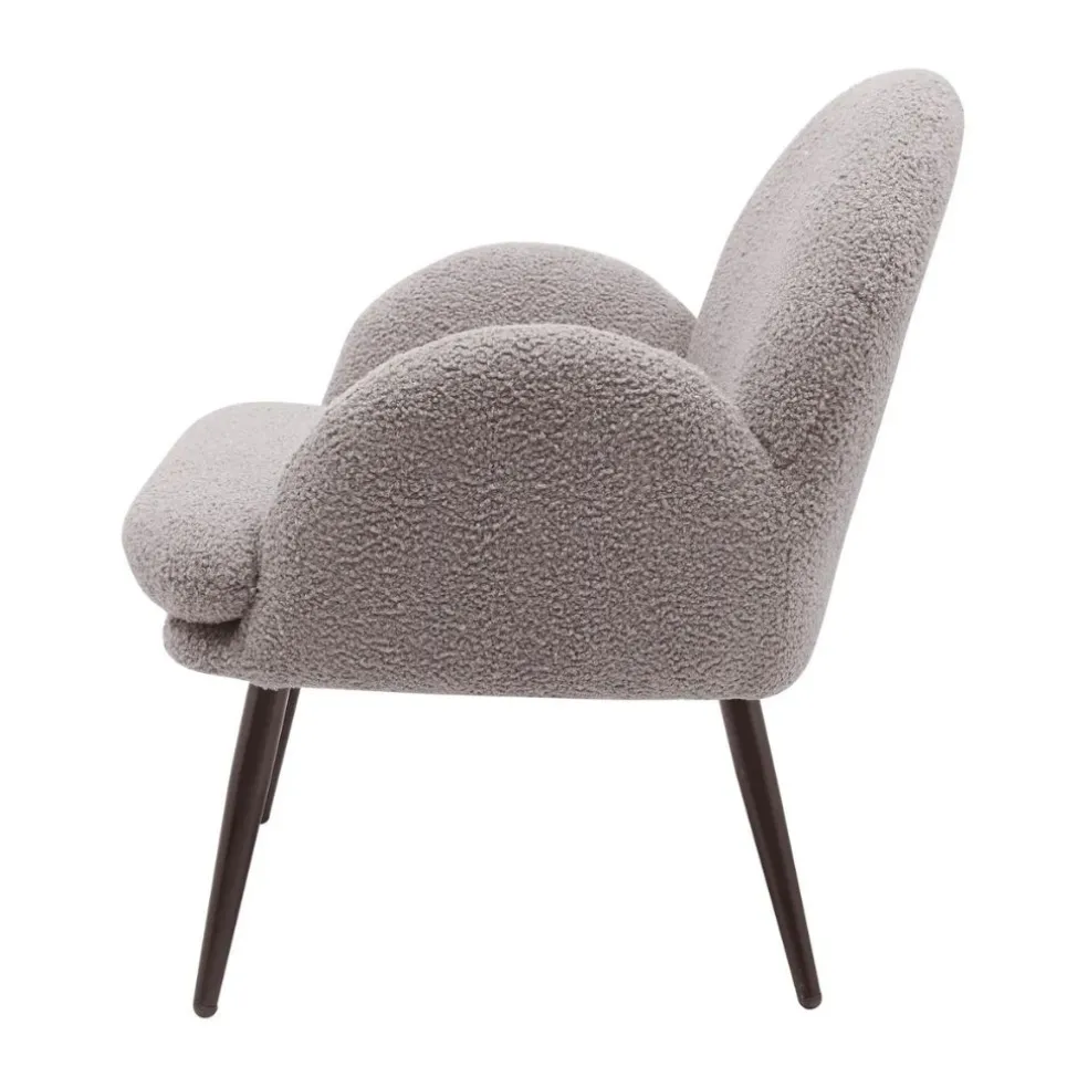 Fauteuil tissu effet laine bouclette gris foncé - Oria
