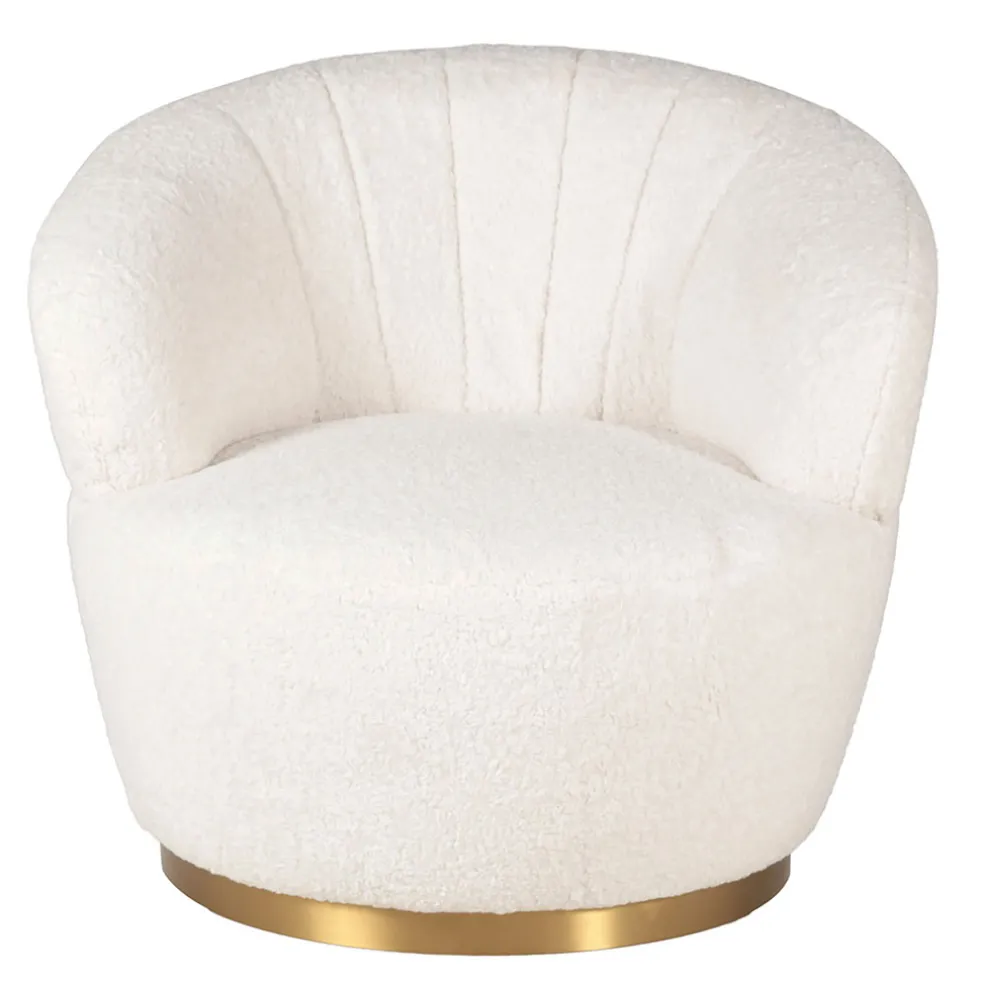 Fauteuil tissu effet mohair écru - Vesna