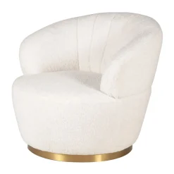 Fauteuil tissu effet mohair écru - Vesna