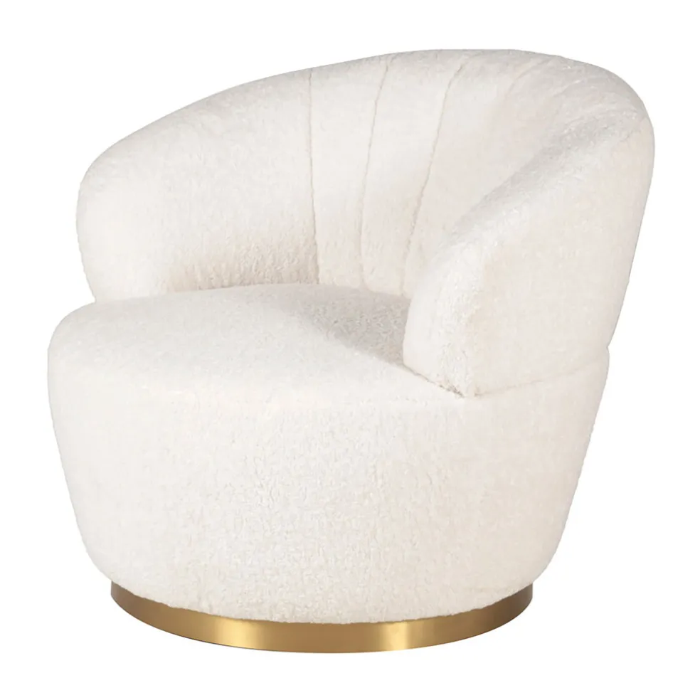 Fauteuil tissu effet mohair écru - Vesna