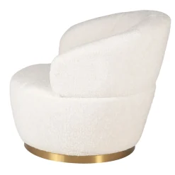 Fauteuil tissu effet mohair écru - Vesna