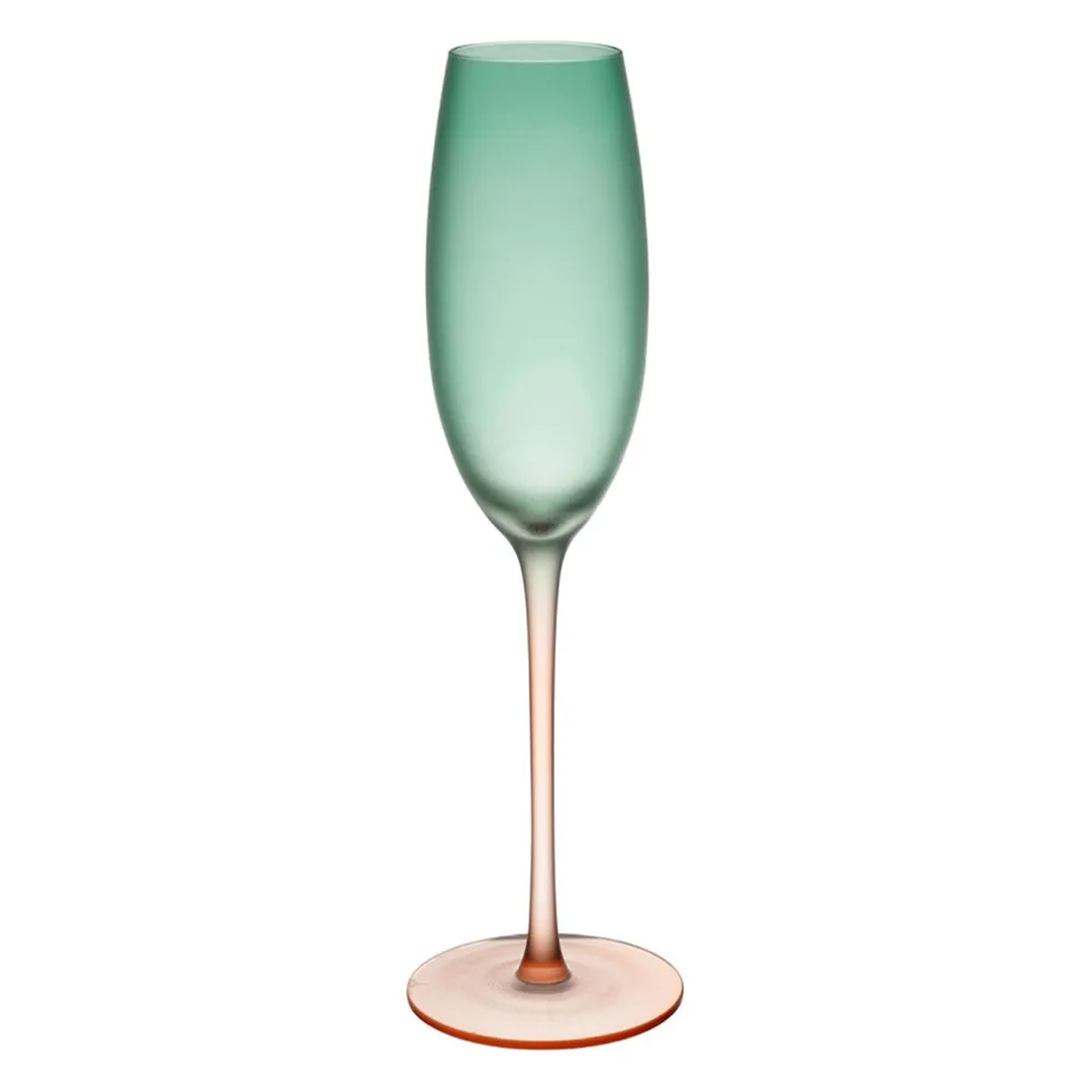 Flute en cristallin vert et corail givré 22cl - Adria