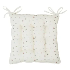 Galette chaise carrée p'tite fleur naturel 40x40cm en coton