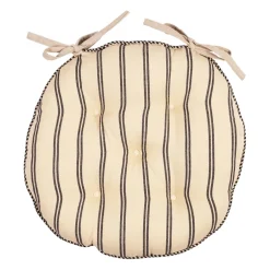 Galette chaise ronde en coton noir d40cm - Campagne