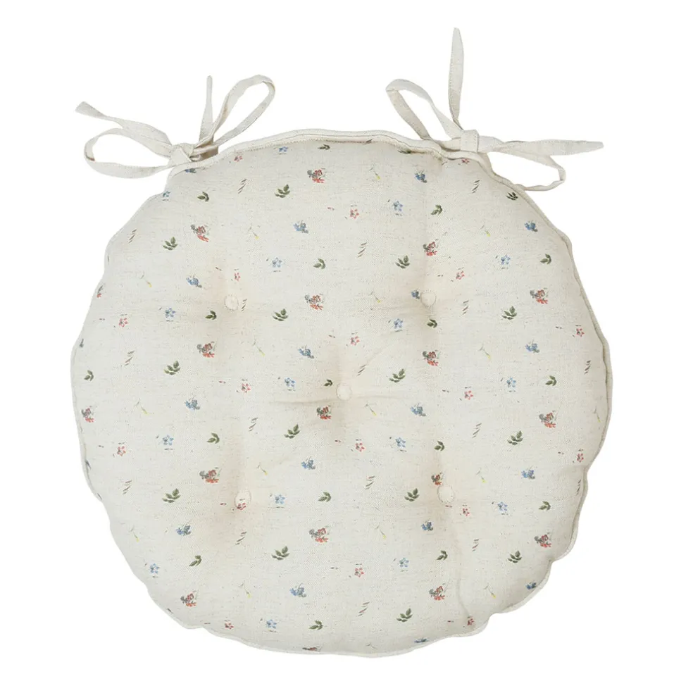 Galette chaise ronde p'tite fleur naturel d40cm en coton