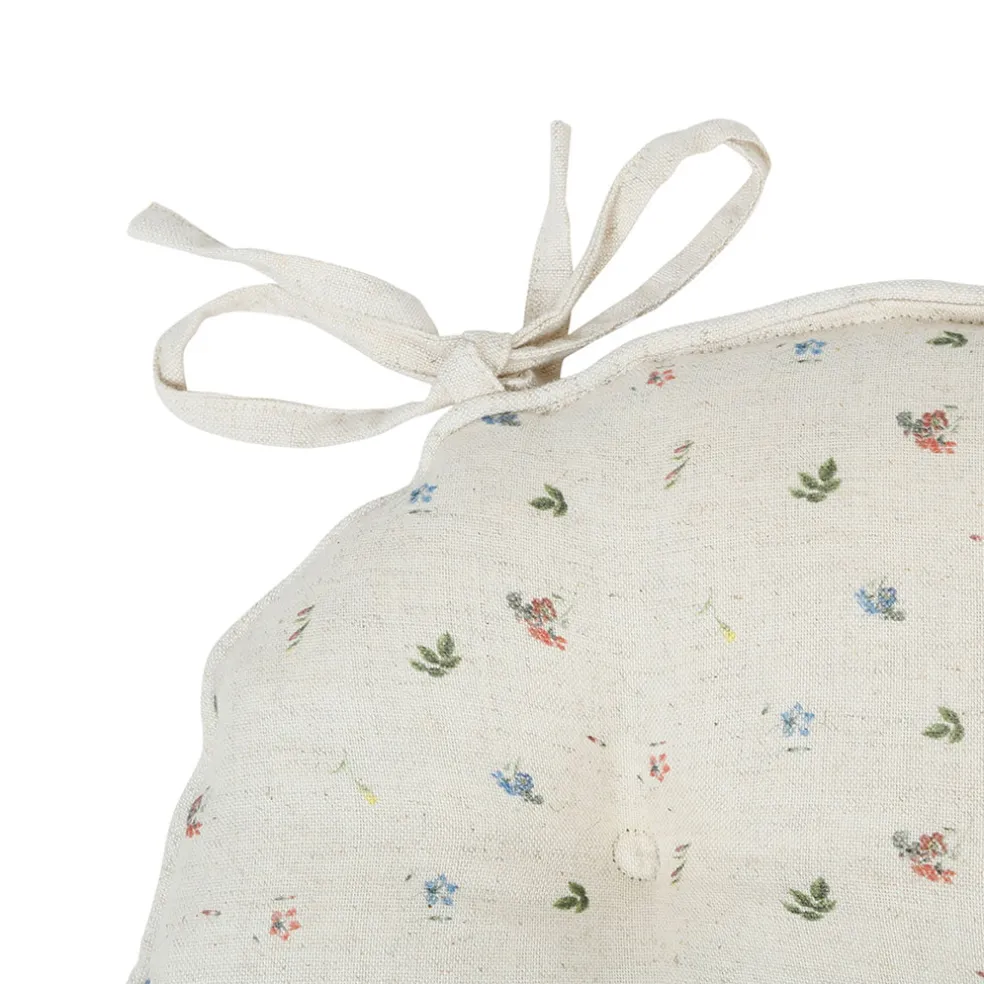 Galette chaise ronde p'tite fleur naturel d40cm en coton