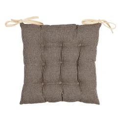 Galette de chaise carré en coton noir 40x40cm - Campagne