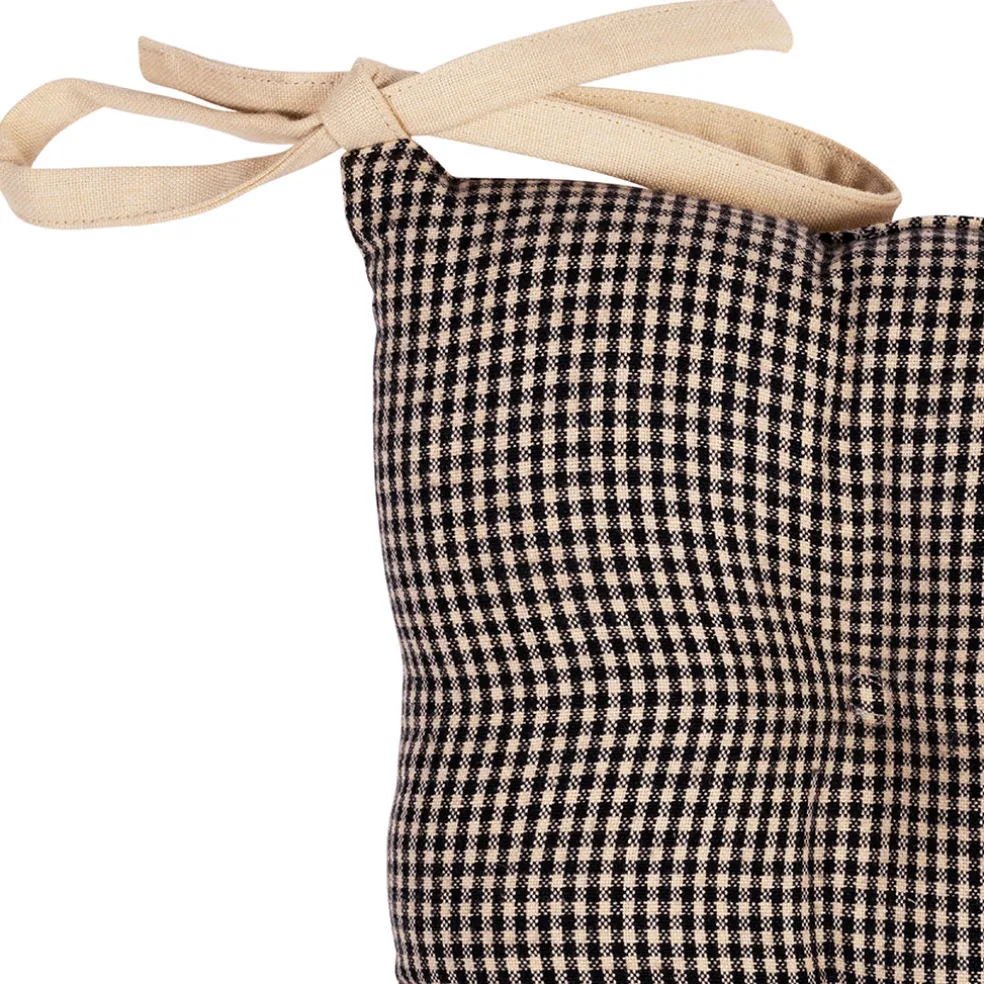 Galette de chaise carré en coton noir 40x40cm - Campagne