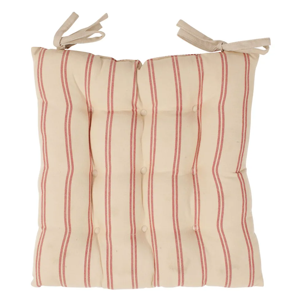 Galette de chaise carrée rouge en coton