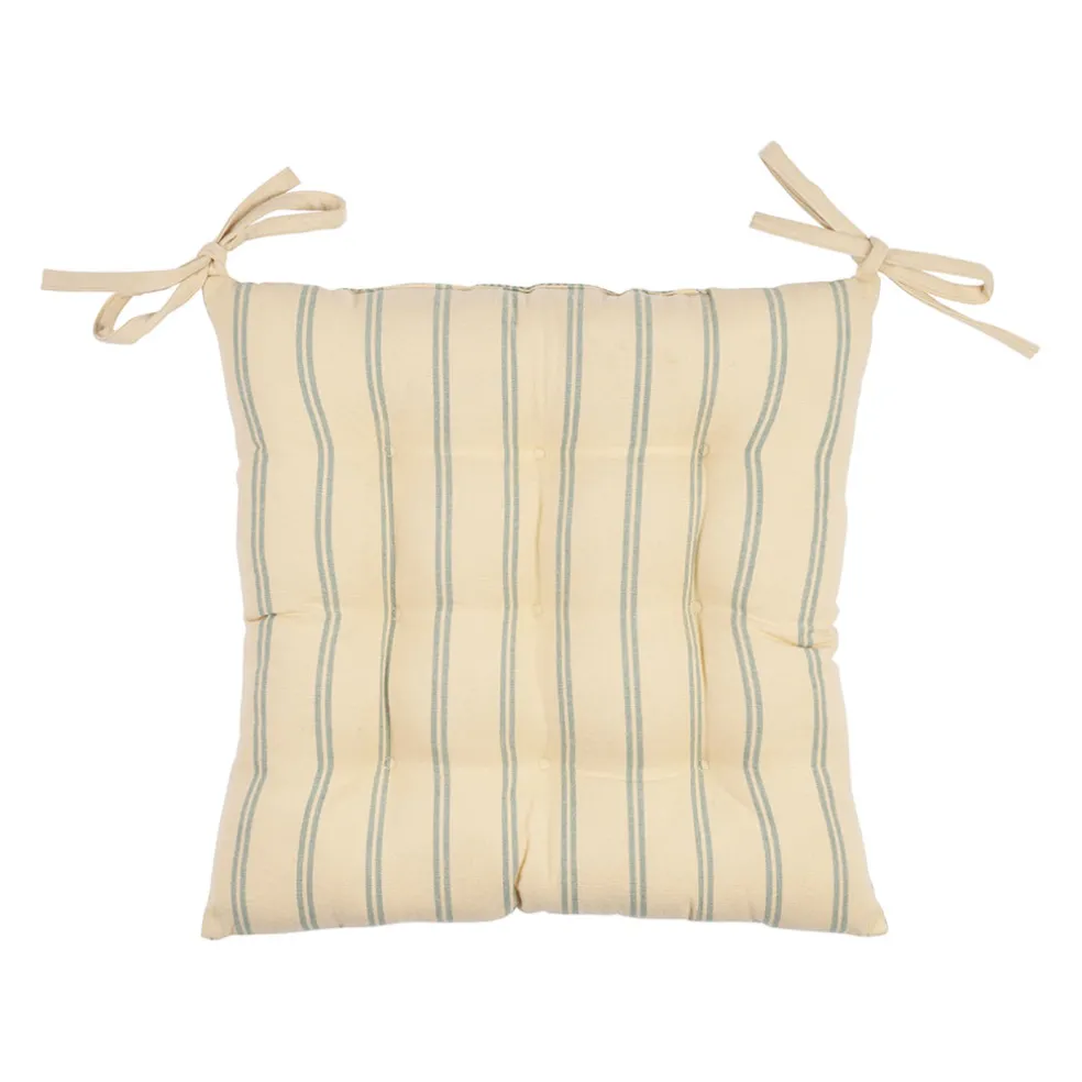 Galette de chaise en coton vichy sauge 40x40cm - Campagne