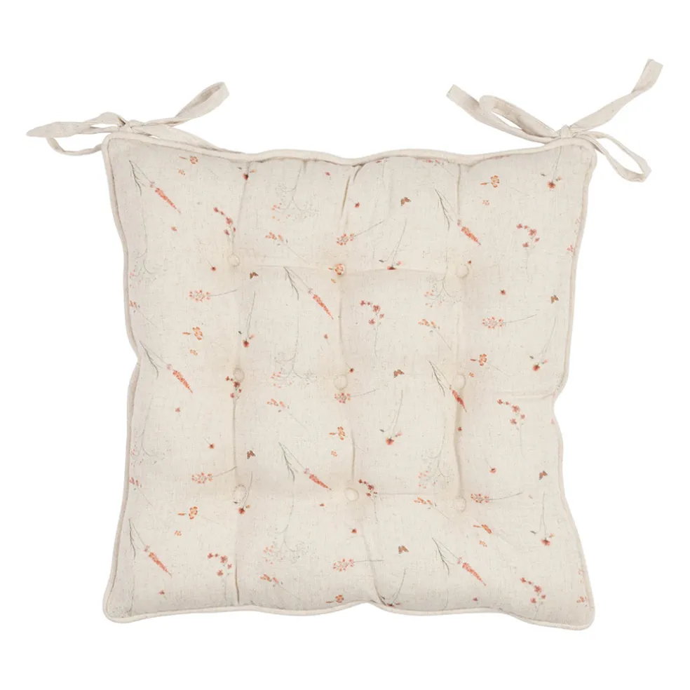 Galette de chaise en coton beige 40x40cm - Lucile