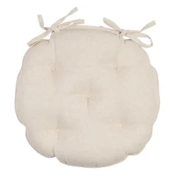 Galette de chaise ronde en coton beige d40cm - Lucile