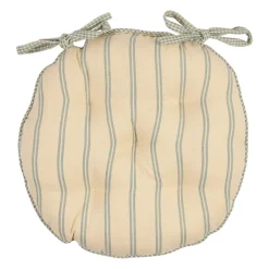 Galette de chaise ronde en coton vichy sauge d40cm - Campagne