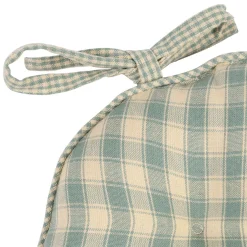 Galette de chaise ronde en coton vichy sauge d40cm - Campagne