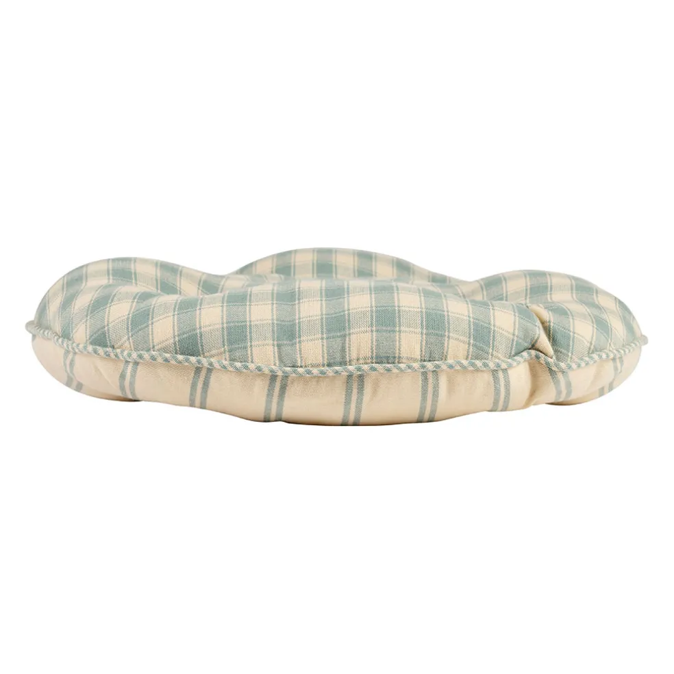 Galette de chaise ronde en coton vichy sauge d40cm - Campagne