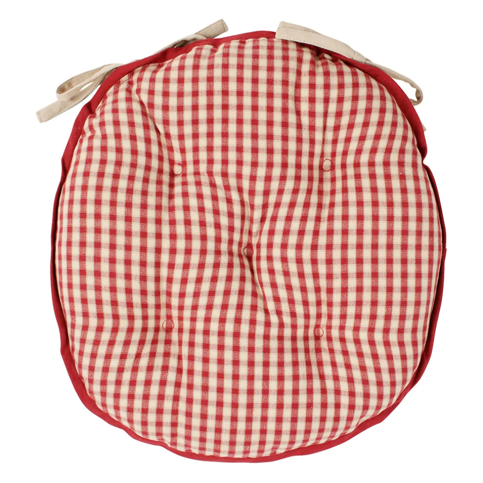 Galette de chaise ronde mami rouge en coton