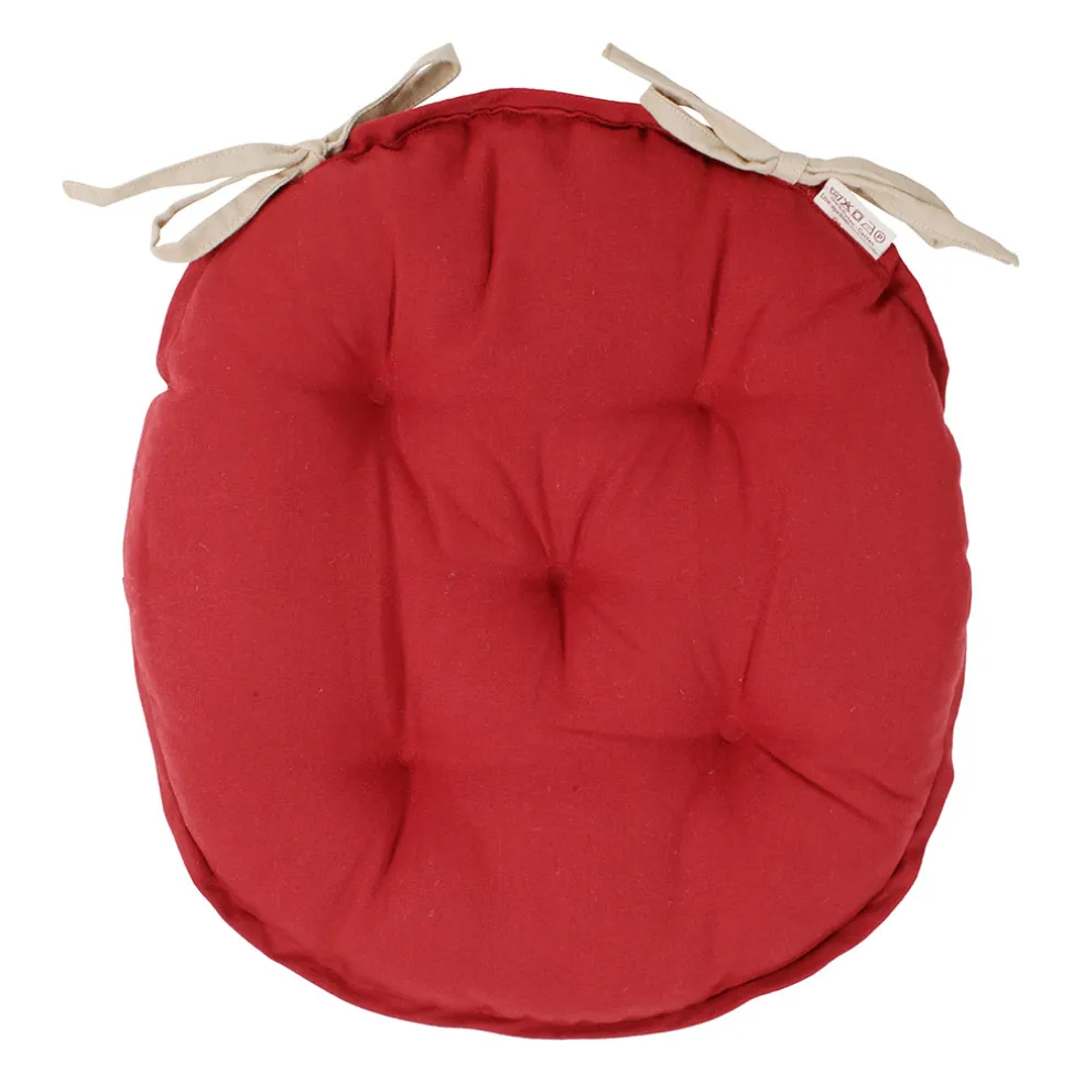 Galette de chaise ronde mami rouge en coton