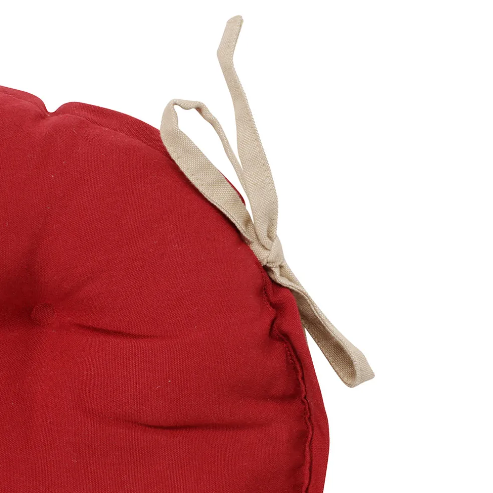 Galette de chaise ronde mami rouge en coton