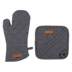 Gant et manique en coton anthracite - Cellier