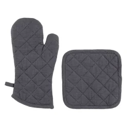 Gant et manique en coton anthracite - Cellier